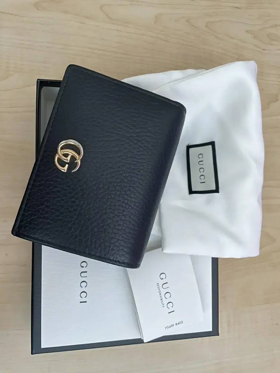 (Genuine/Full Box)Gucci GG Mamont Leather Kard Case Wallet