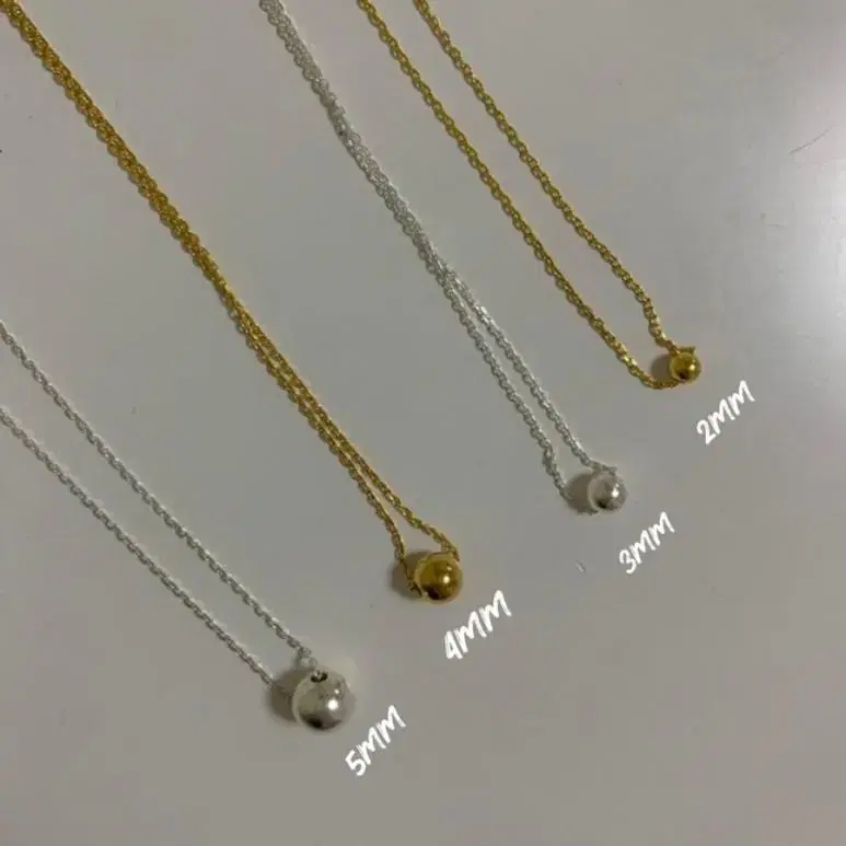 Silver Ball Necklace (2, 3, 4, 5) mm (Silver, Gold)