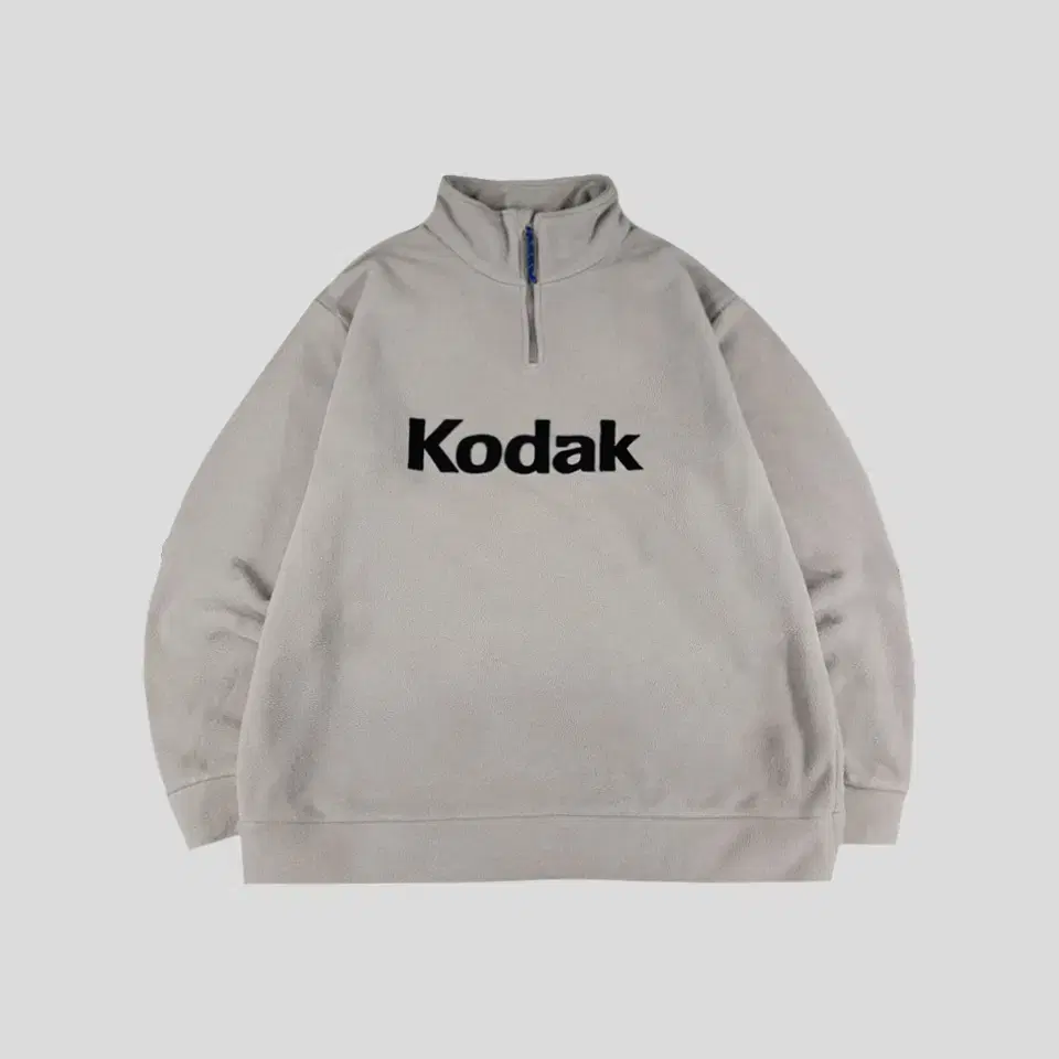 Kodak Light Gray Navy Big Patch Logo Half-Zip Half-Zip Fleece Furry Warm Up