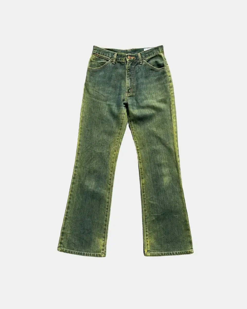 wrangler green denim boot cut pants