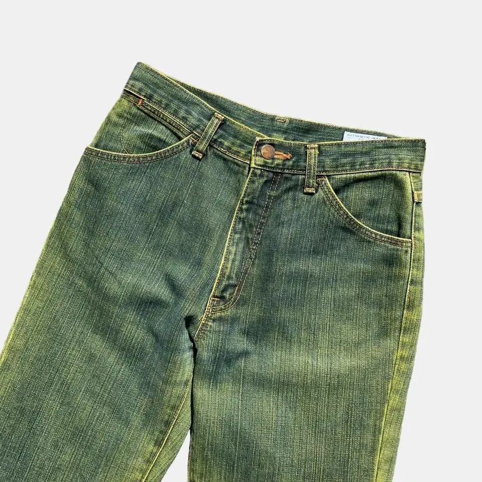 wrangler green denim boot cut pants