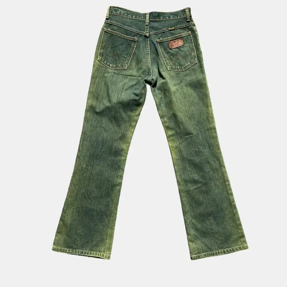 wrangler green denim boot cut pants