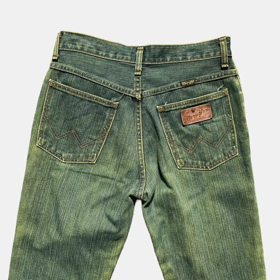 wrangler green denim boot cut pants