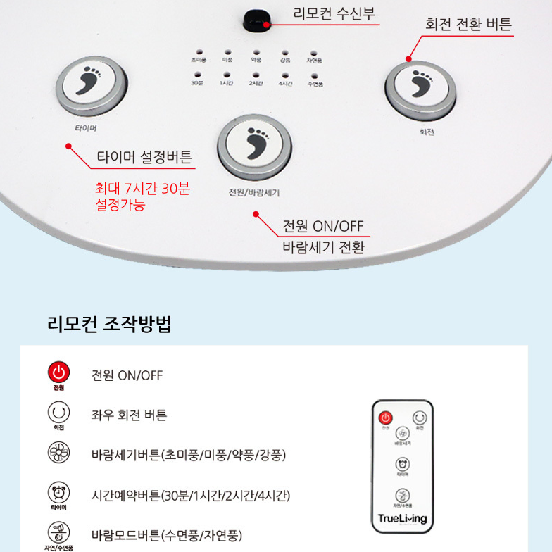 [타박스포장] 14인치 가정용 발터치 써큘망 리모컨 선풍기 ~7/31