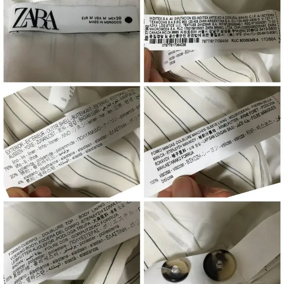 특가새)N2541 ZARA 자라 린넨 자켓.크롭.꼬임.스트라이프