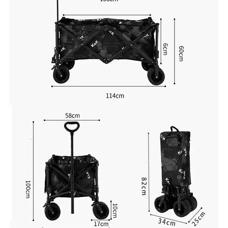 아웃도어 접이식카트 롱핸들 캠핑수레 광폭타이어 폴딩 캠핑웨건 카트