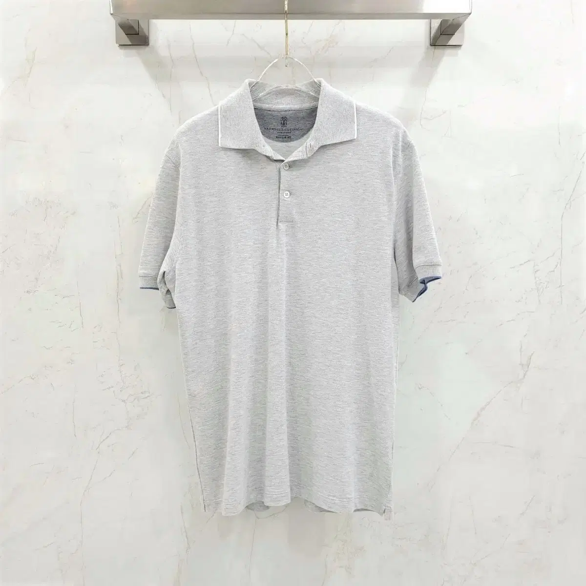 48 / Brunello Cucinelli 23SS Gray PK Weave Polo Carati