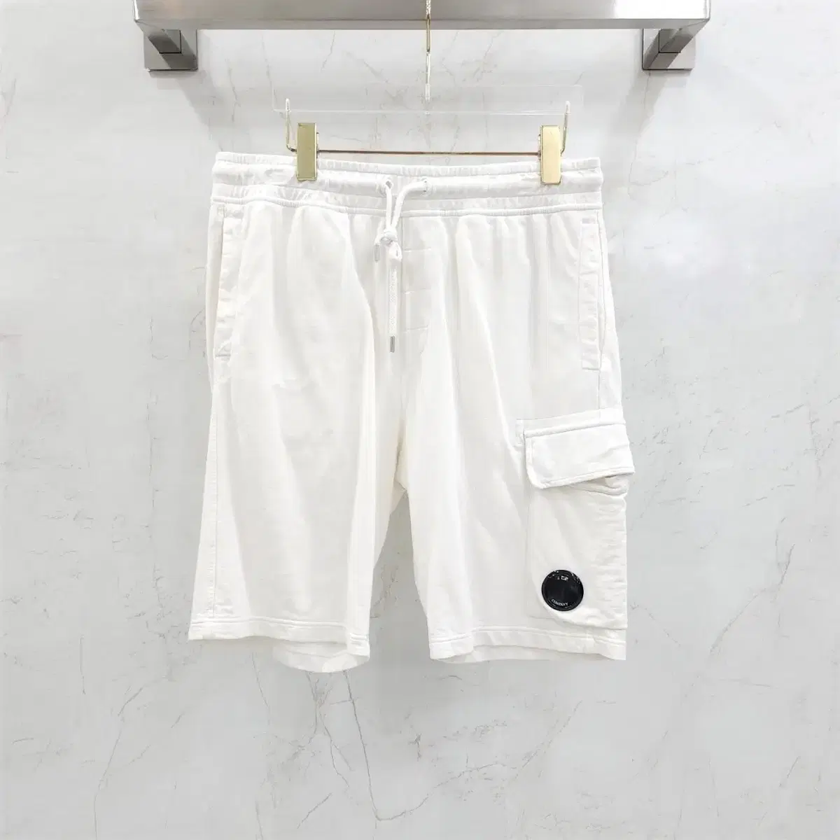 M / CP Company White Lens Wavern Cargo Shorts