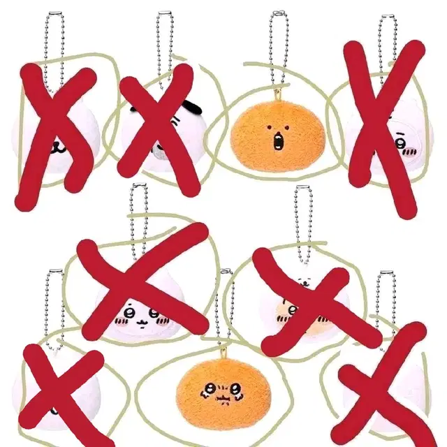 개별)나가노 먼작귀 치이카와 X 농담곰 얼굴 키링 오카오 딸랑이 키홀더