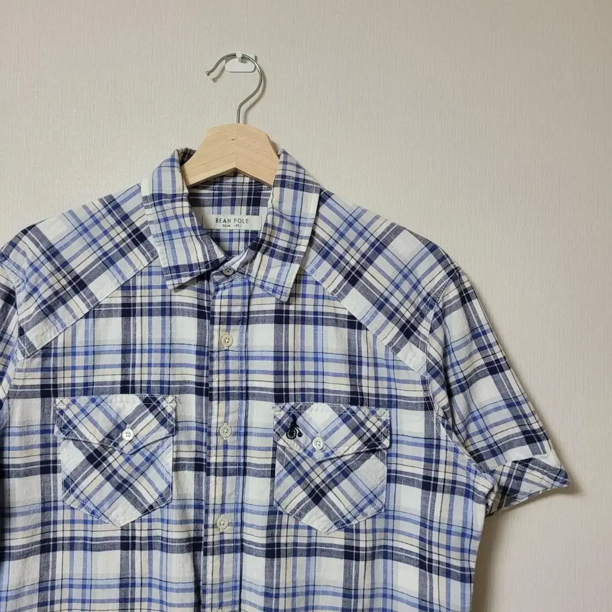 (95) BEANPOLE Men's Short Sleeve Check Southern Shirt