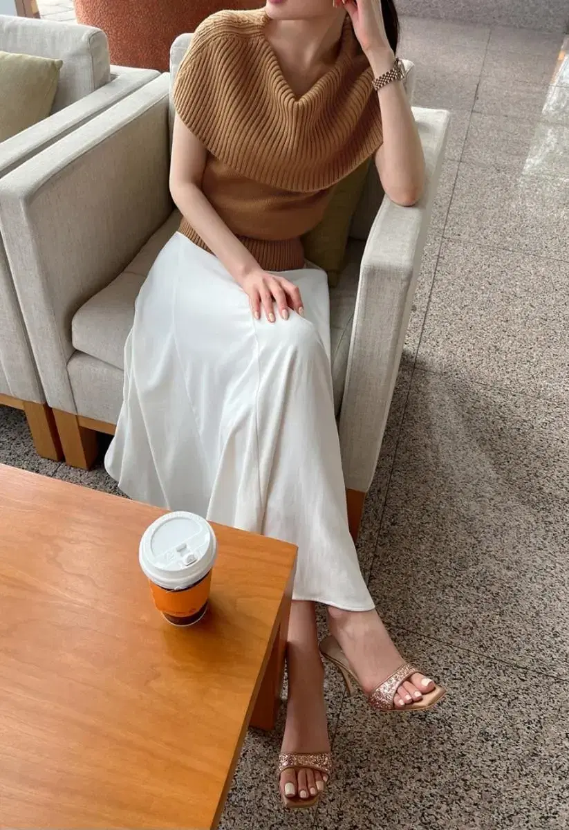 더로랑 켈리 뮬 silk 브론즈 시퀸콤비(235,8cm)새상품