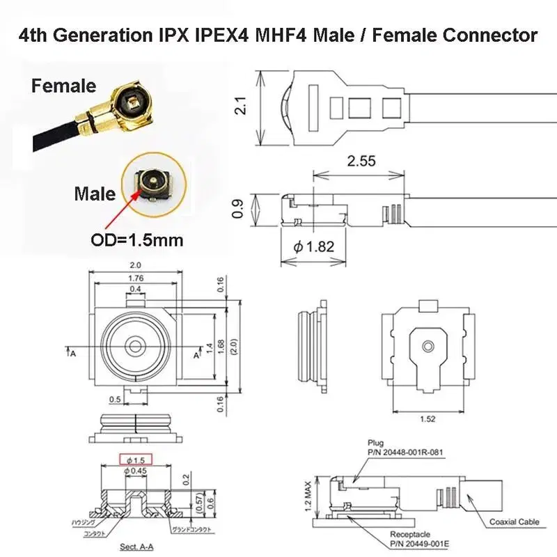 듀얼밴드 6dbi WIFI 안테나 RP-SMA(암) 타입 2개 (신품)