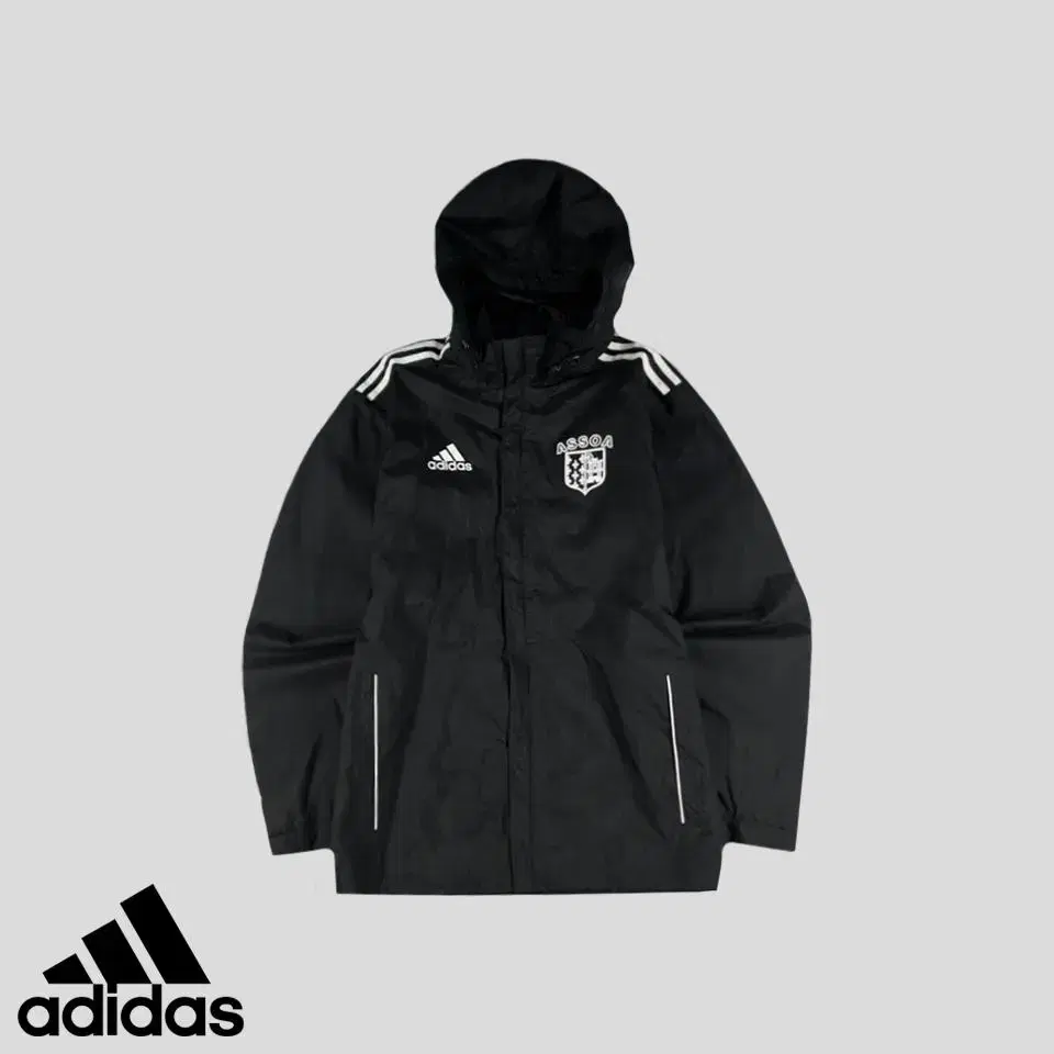 Adidas Black White Core11 Poly Woven Hooded Windbreaker M