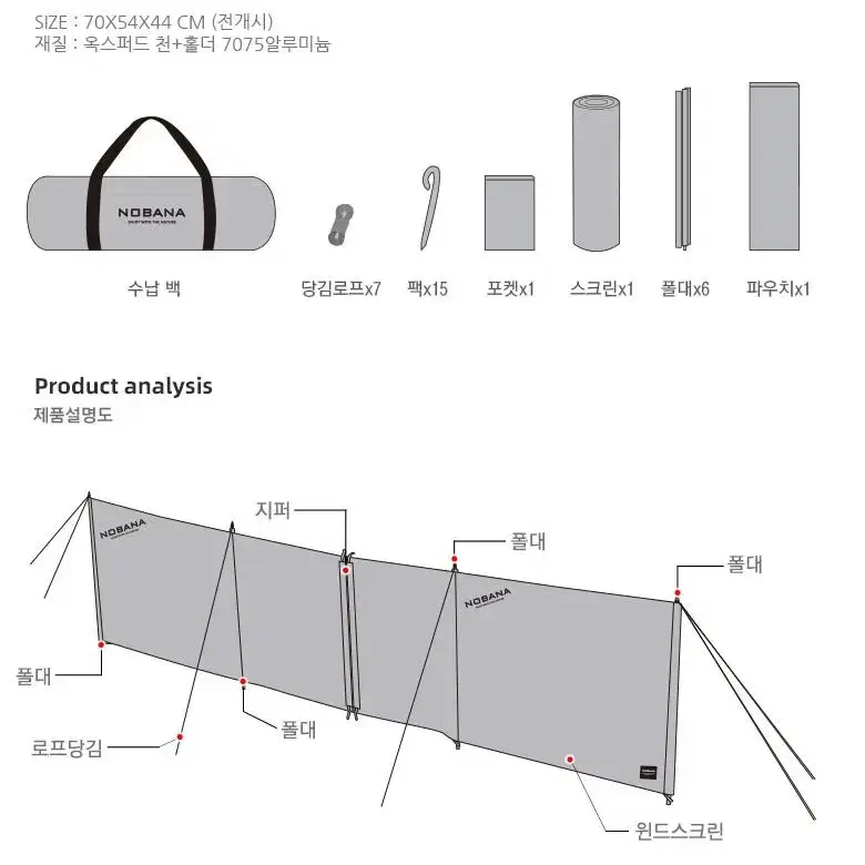 윈드스크린 가림막 CW032 캠핑 차박 사이드월 바람막이 타프스크린 2단