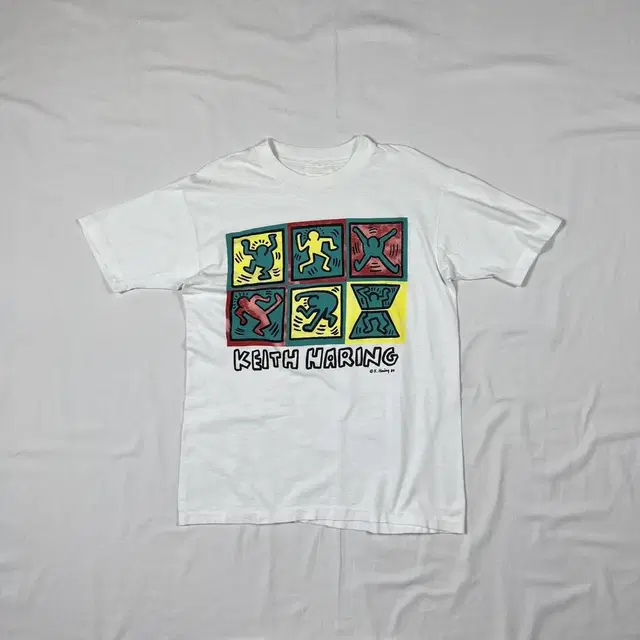 80s 89년도 keith haring 프린트 반팔티