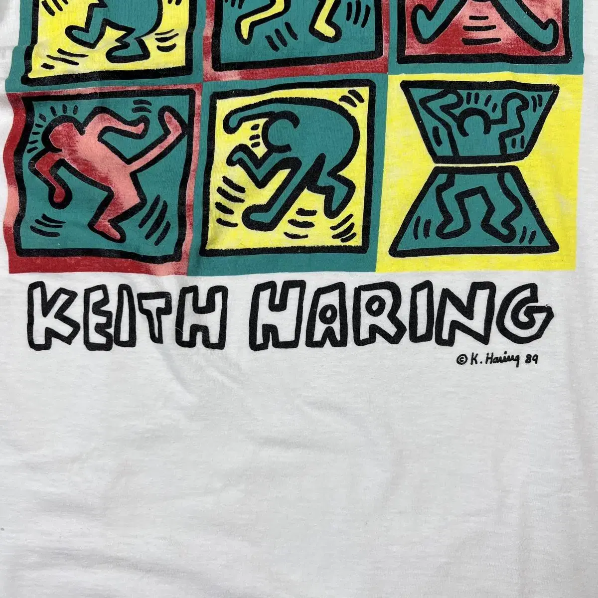 80s 89년도 keith haring 프린트 반팔티