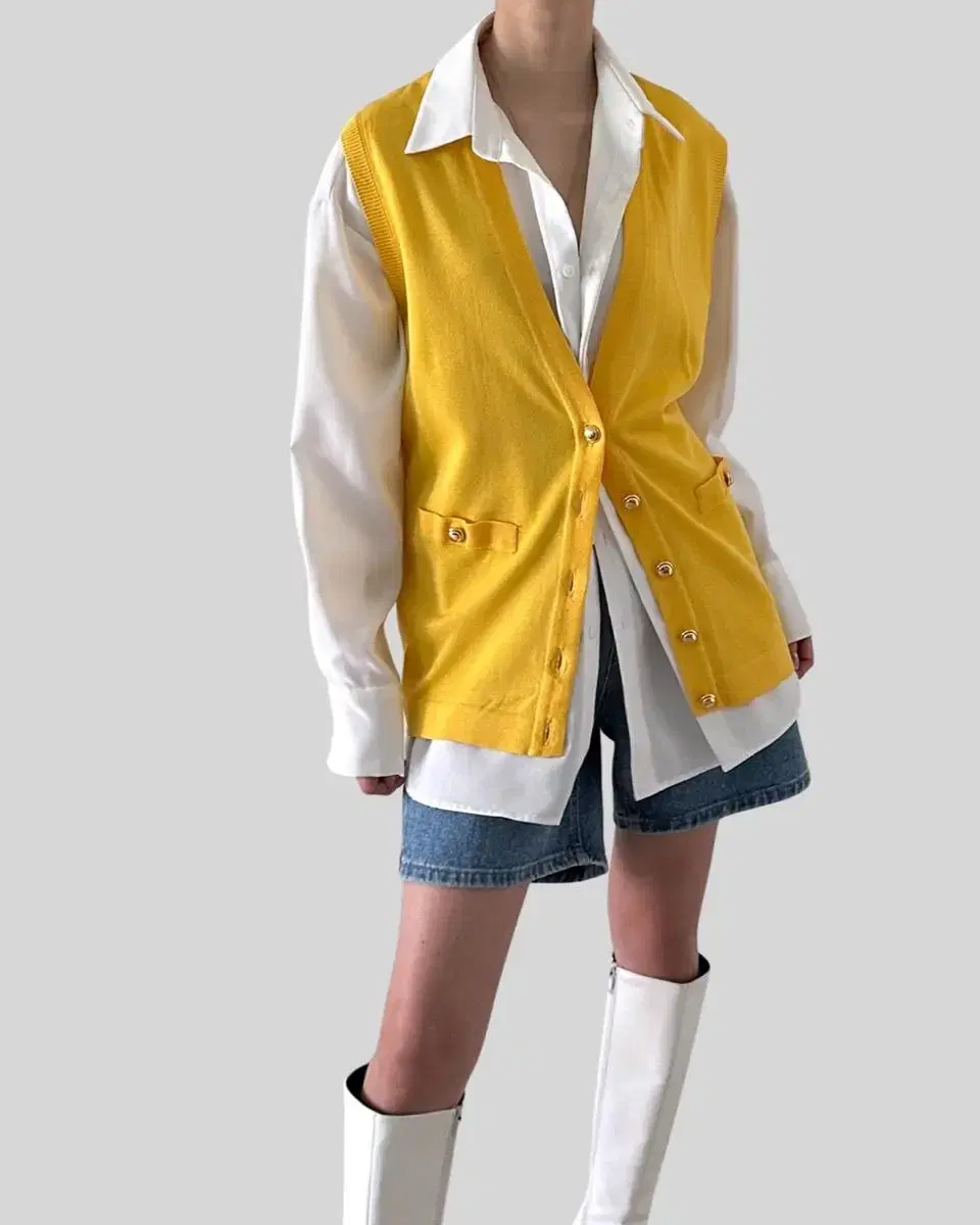 (BALMAIN)yellow cotton cardigan sleevel