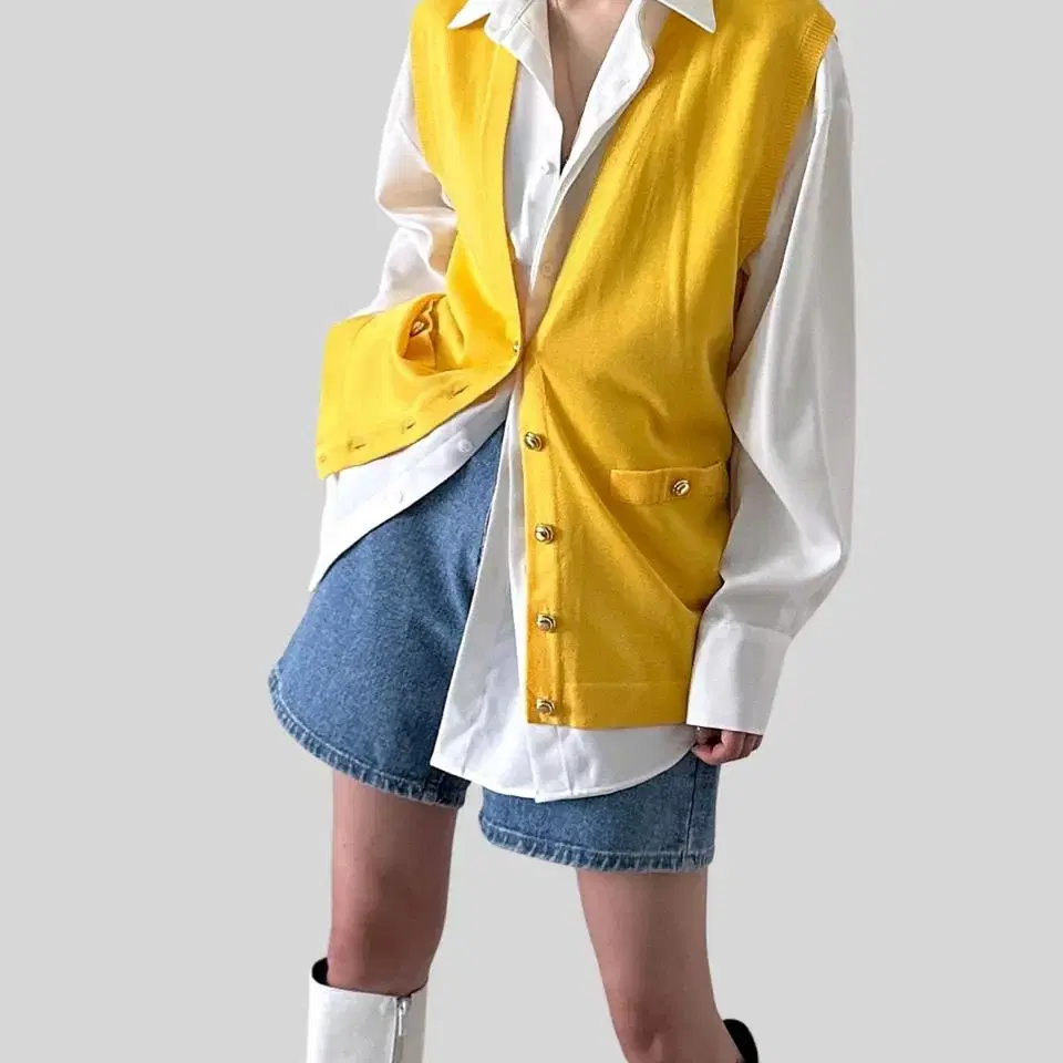 (BALMAIN)yellow cotton cardigan sleevel