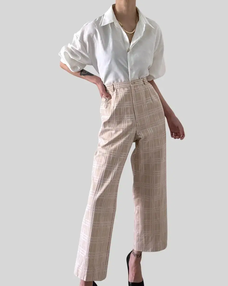 (BURBERRY)beige nova check pants