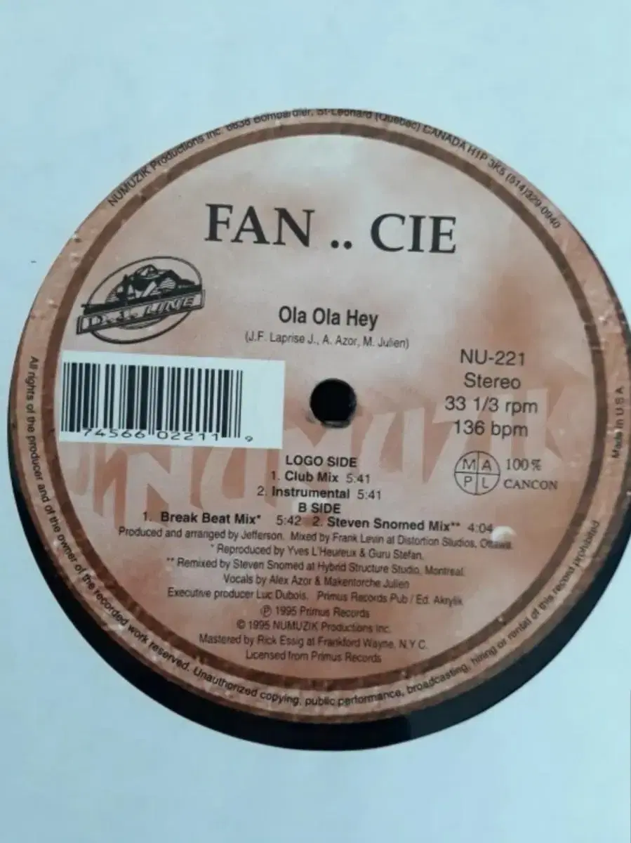 유로하우스 Fan .. Cie 미국 12인치싱글 바이닐 vinyl