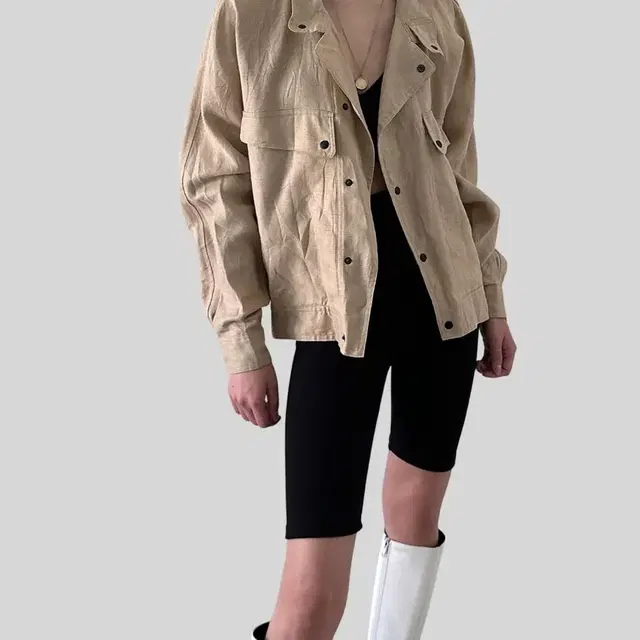 (OTHER)beige linen 100% jacket