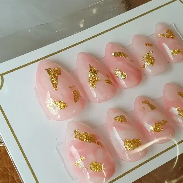 핸드메이드 젤네일팁 수제네일팁 (Pink Marble)