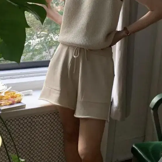 헤이그 plain knit shorts 네이비