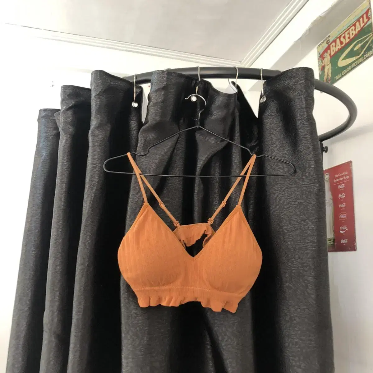 Vintage soft persimmon frill bra top