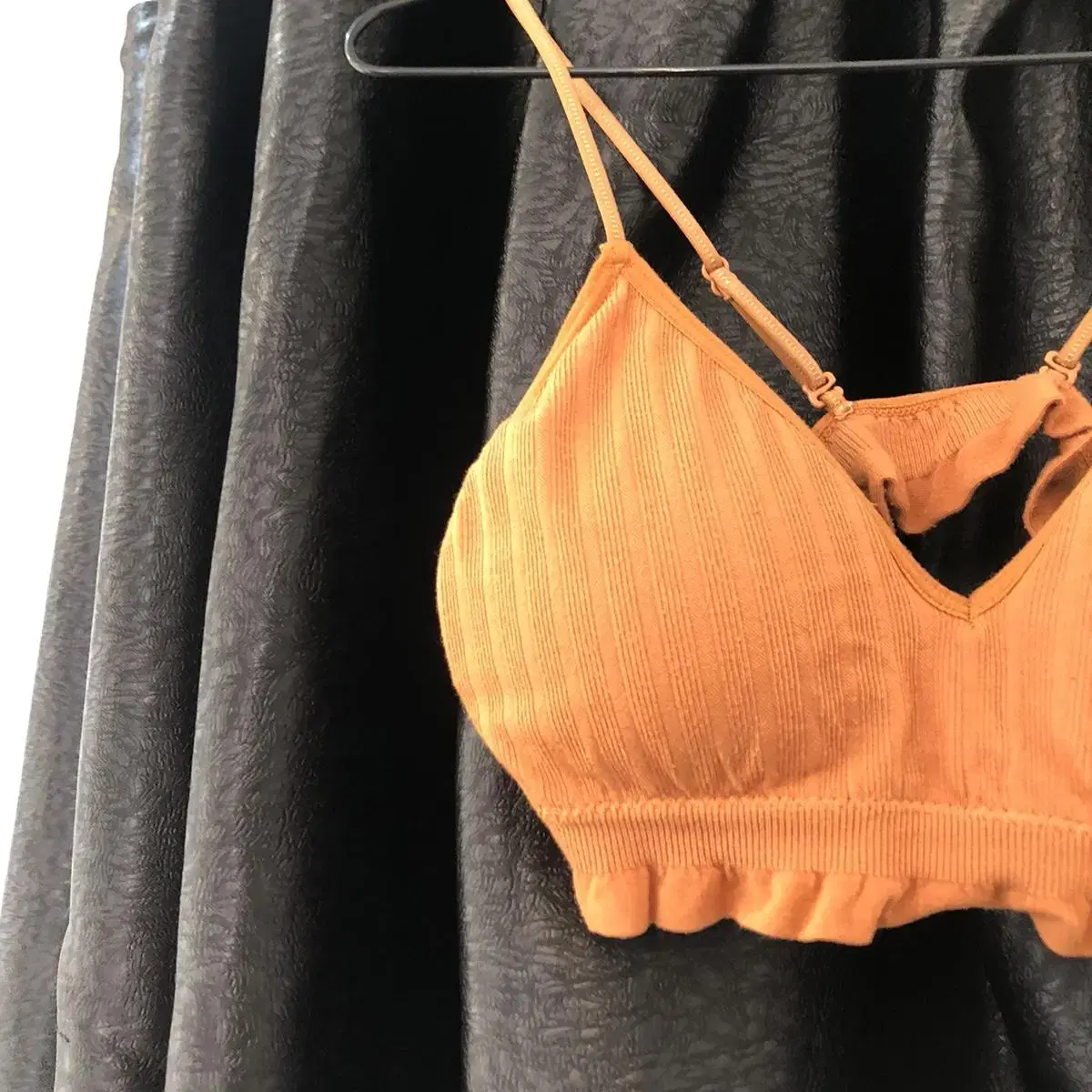 Vintage soft persimmon frill bra top