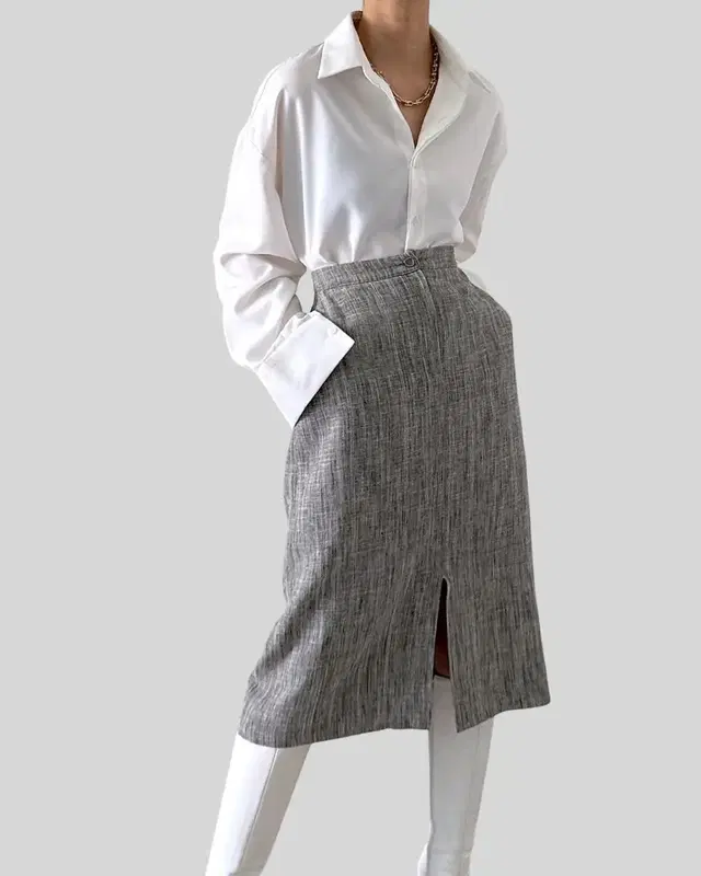 (Salvatore Ferragamo)gray linen skirt