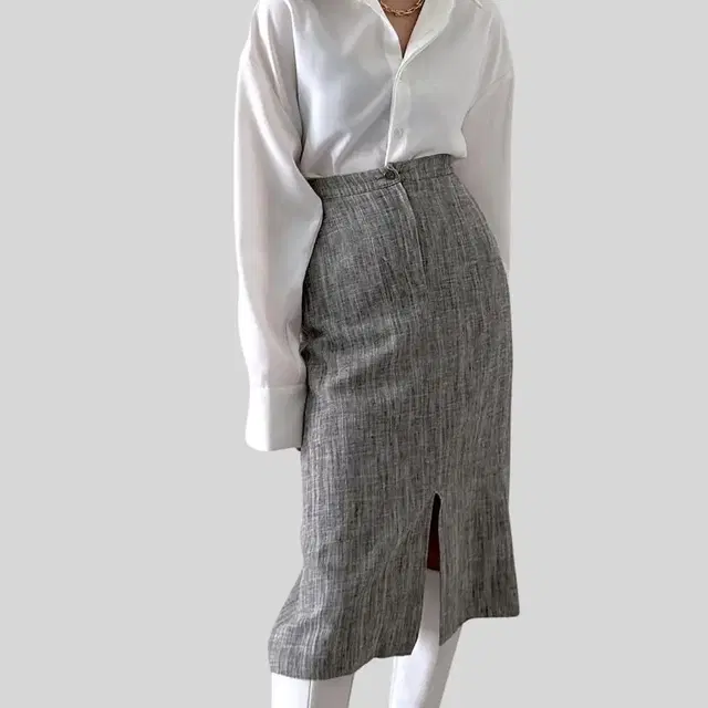 (Salvatore Ferragamo)gray linen skirt