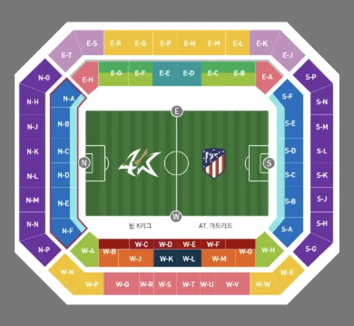 K-League vs. AT. Madrid 1st Class B 2 seats (Lowest Price)