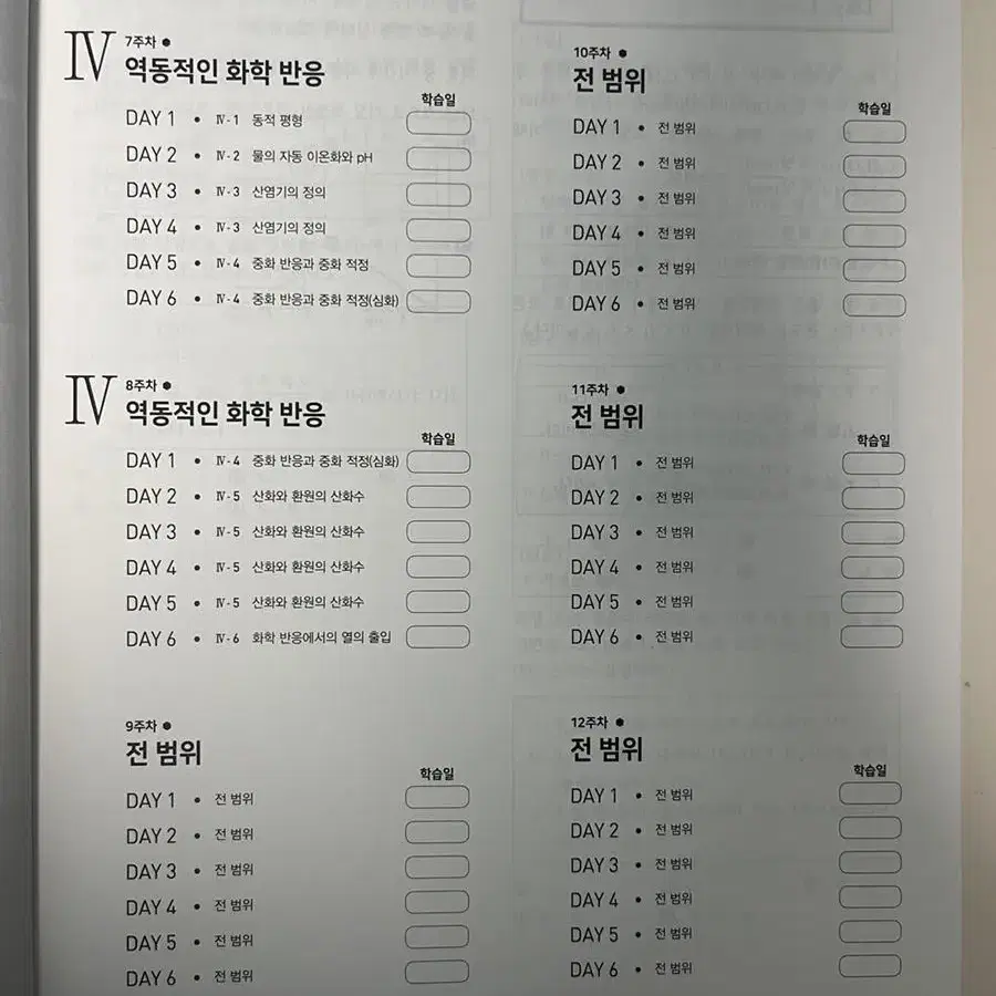 정훈구 화학 워크북(7-12주차), 훈구단 새상품