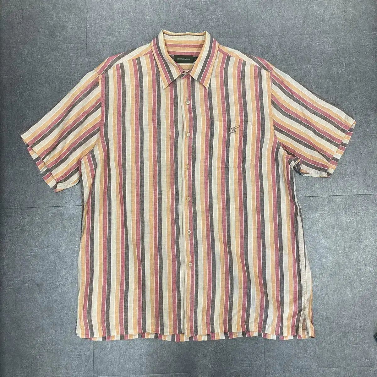 (110)HENRYCotton striped linen shirt