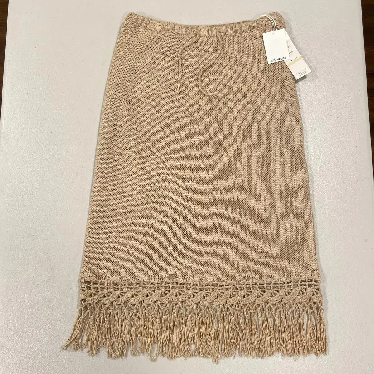 FREE) *NEW/ Pure Linen Fringed Skirt