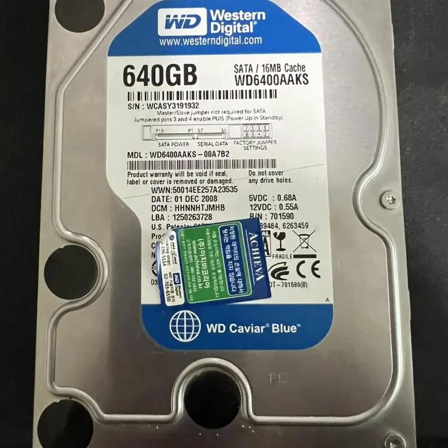 WD hdd 640GB