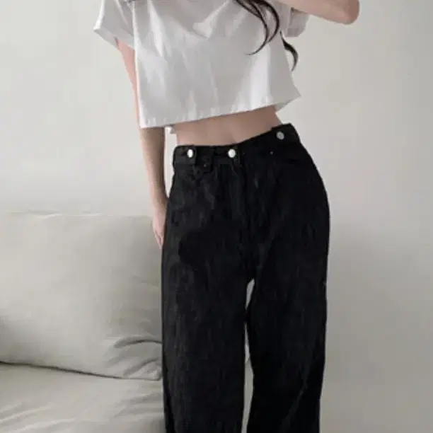 미니포에 흑생지 비죠 pants 와이드팬츠 썸머여름팬츠 S사이즈 판매