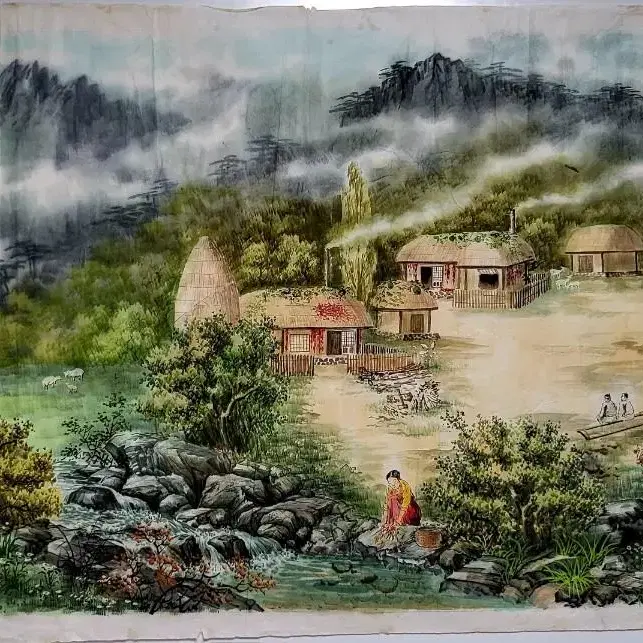 북한그림-"산촌의저녁"(현철)