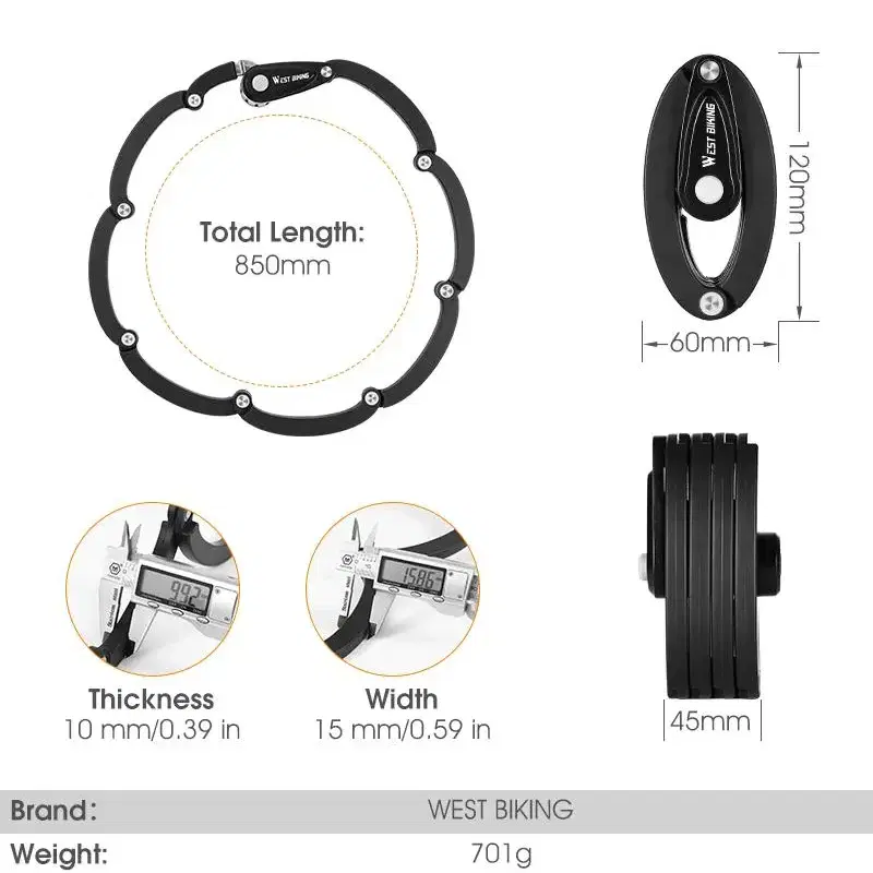 웨스트바이킹 자전거 킥보드 자물쇠 유락 관절락 도난방지 YPZ067