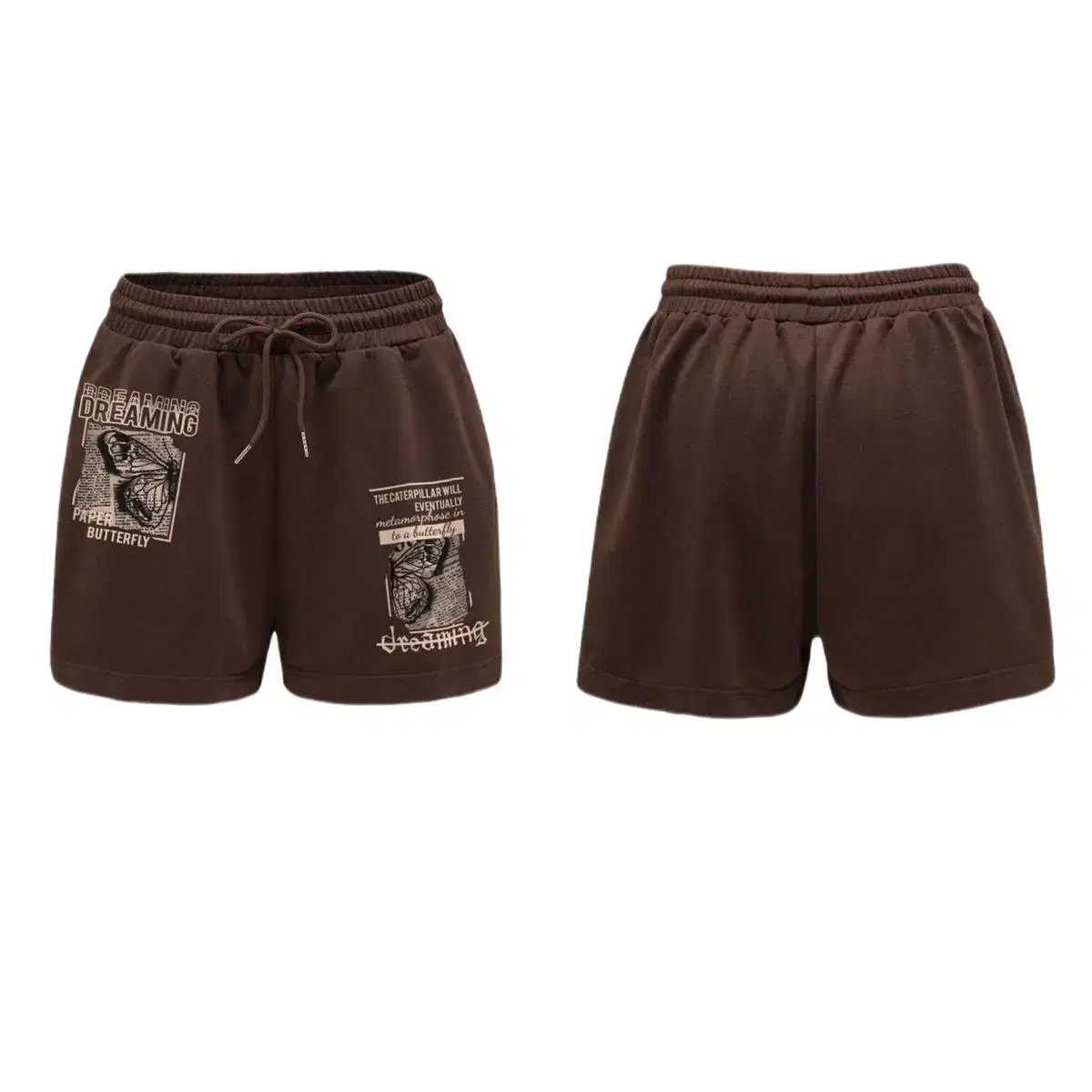 y2k kitsch butterfly brown shorts