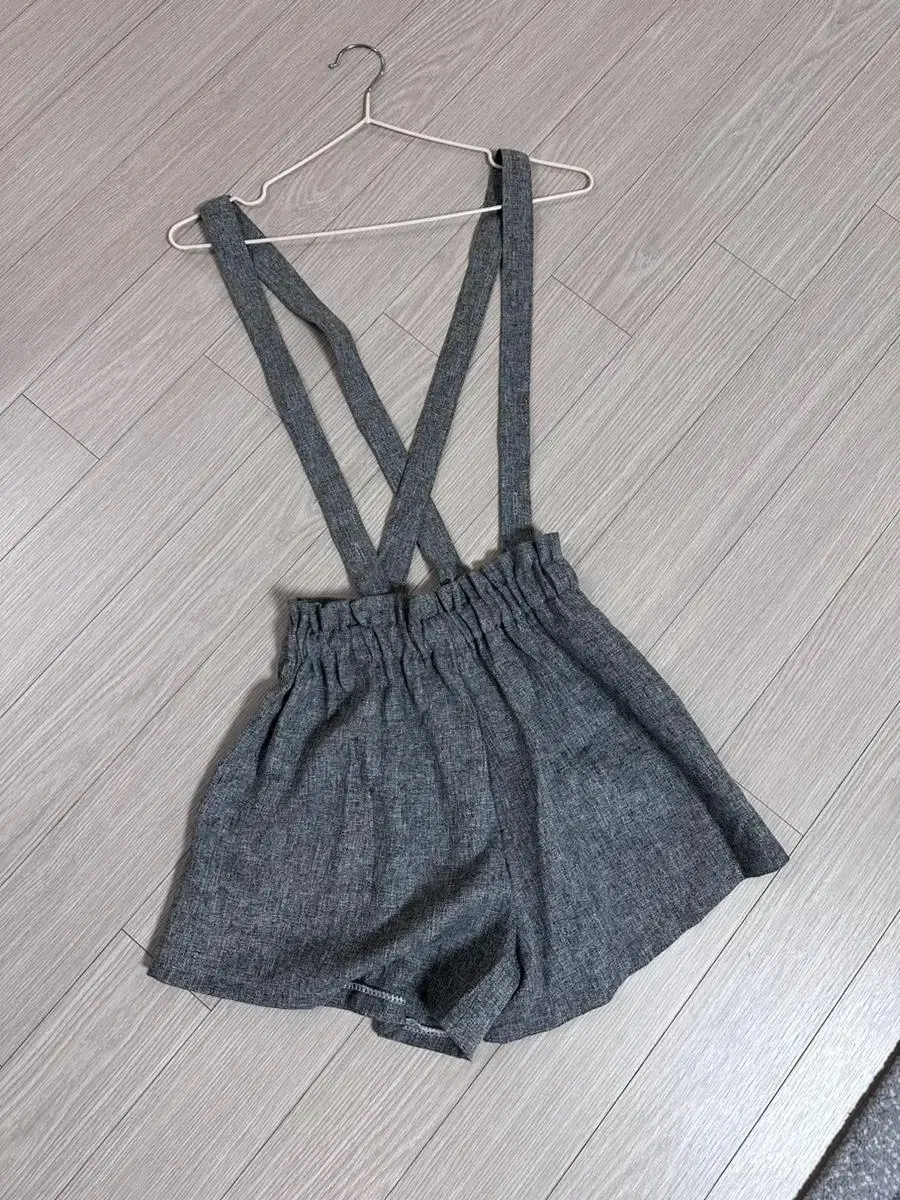 Gray suspender shorts