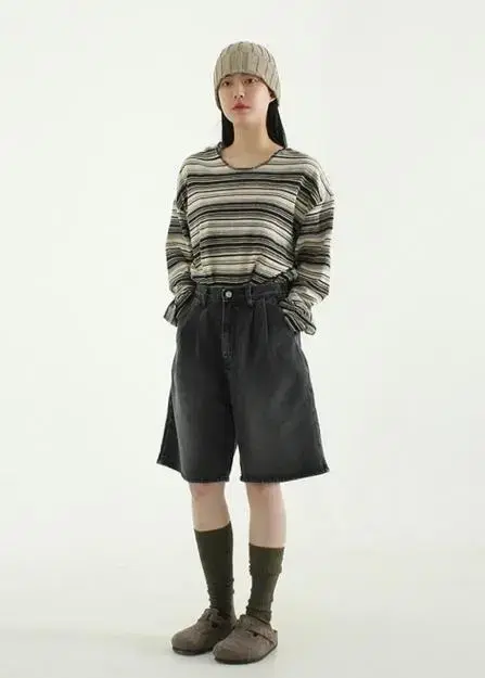 Linen mixed stripe tee