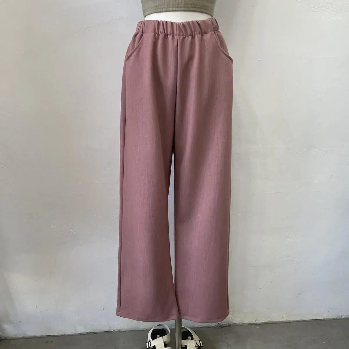 Uniform Price New Arrivals Banded Pink Loose Fit Wide Banded Slacks Pants