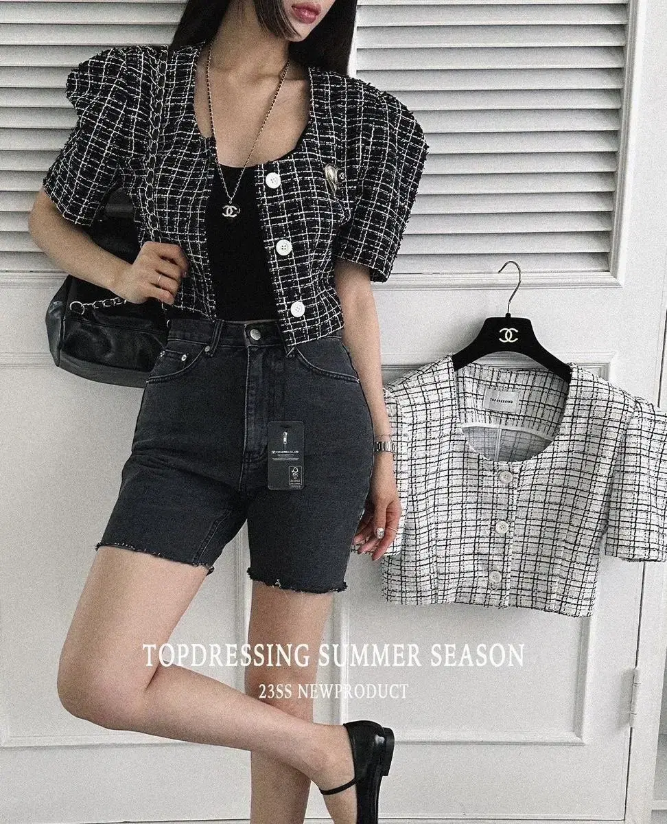 New Products) Top-Dressing Crop Jacket Tweed Jacket