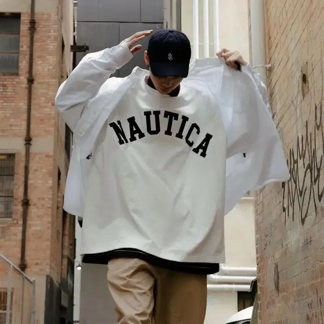 NAUTICA jp 빅로고 오버핏 티셔츠