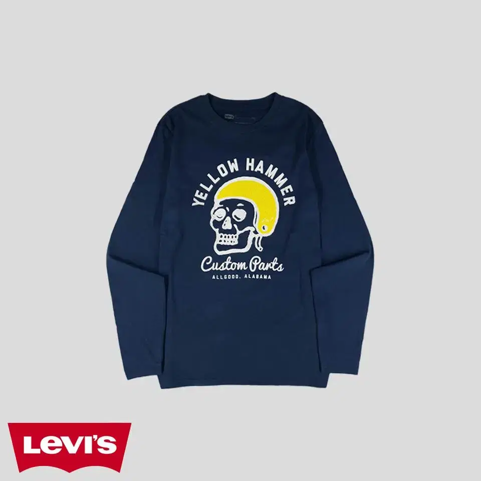 Levi's Navy Skull Helmet Printed Standard Fit Long Sleeve T-Shirt Long Sleeve SI