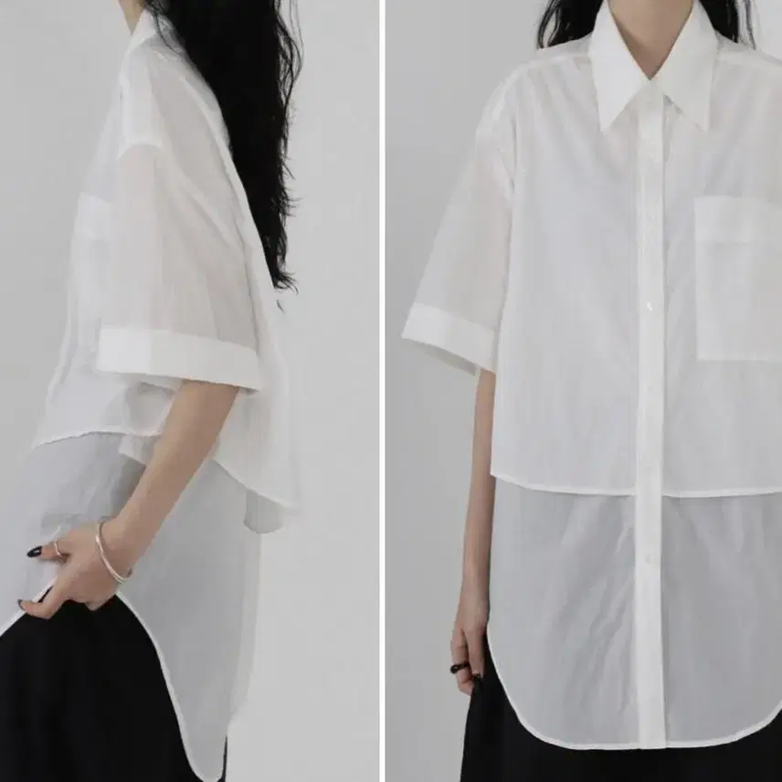 트리밍버드 Layered Half Shirts [ White]