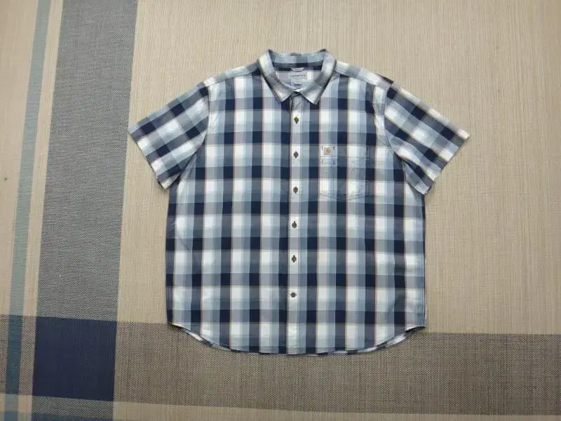 (4XL) Calhart Men's Casual Check Short Sleeve Cotton Shirt