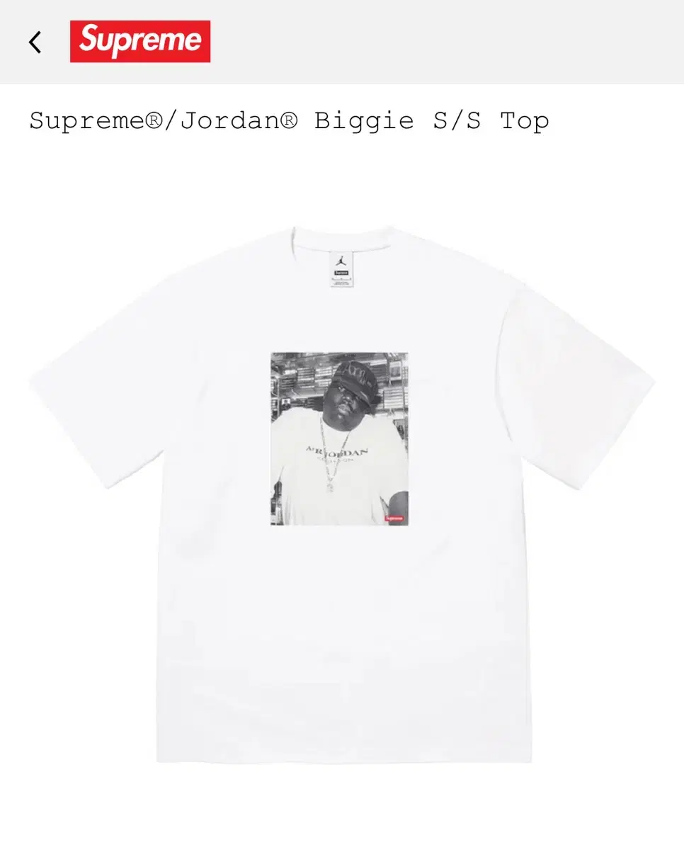 Supreme Jordan Biggie T-Shirt White Genuine