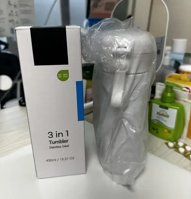 화이트 스텐텀블러 450ml (새상품)